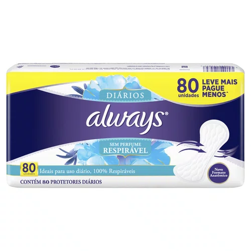 Always Absorvente Diário Respirável 80un