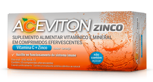 Aceviton Zinco Sabor Laranja Com 10 Comprimidos Efervescentes
