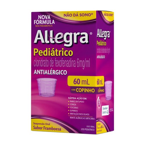 Allegra Pediátrico Antialérgico Cloridrato de Fexofenadina 6mg/ml Suspensão Oral 60ml
