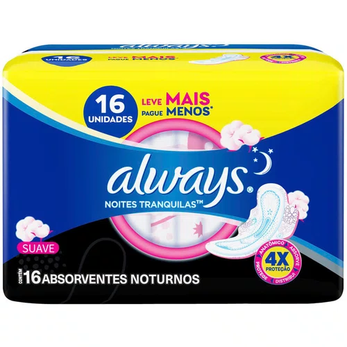 Always Absorvente Noturno Suave Com 16un