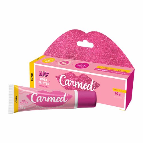 Carmed Hidratante Labial Rosa Glitter FPS30 Com Efeito Gloss 10g