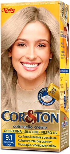 Cor & Ton Coloração Creme Louro Claro Cinza 9.1