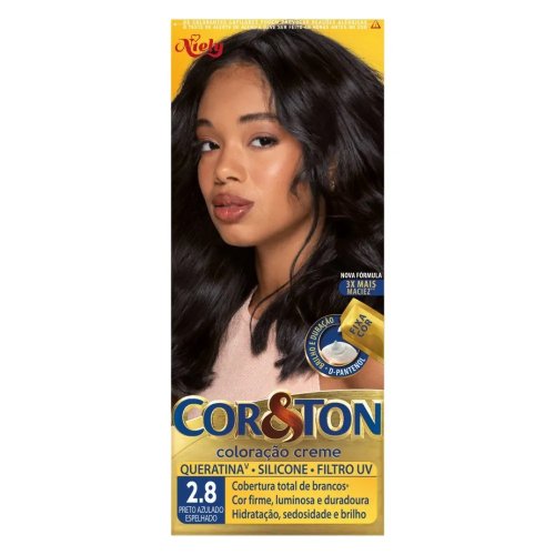Cor & Ton Coloração Creme Preto Azulado Espelhado 2.8