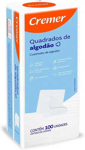 Cremer Algodão Quadrado 100un