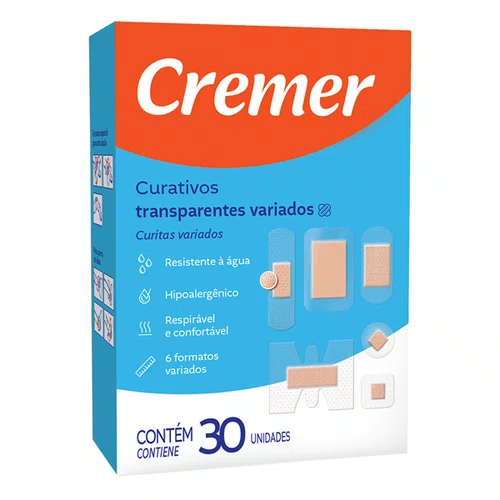 Cremer Curativos Transparente Variados em 6 Formatos 30UN