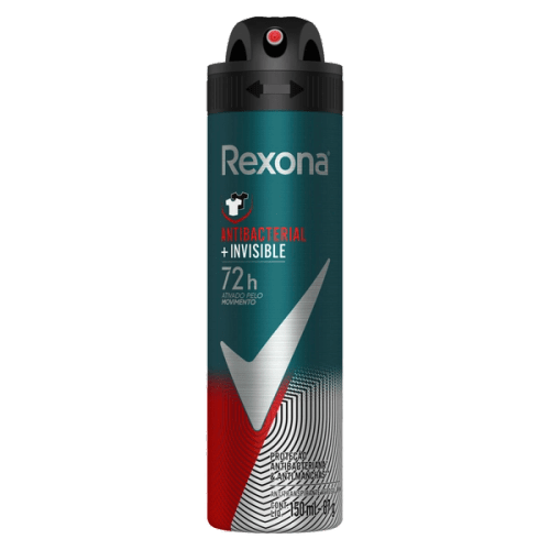 Desodorante Antitranspirante Aerosol Rexona Men Antibacterial + Invisible 72h 150ml