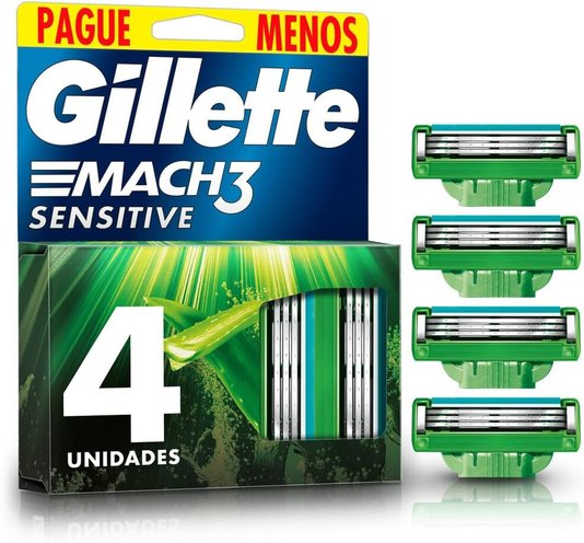 Gillette Carga Para Aparelho De Barbear Mach3 Sensitive 4un