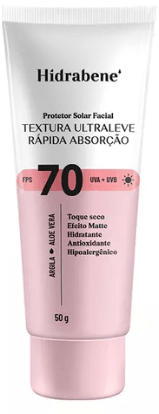 Hidrabene Protetor Solar Facial Textura Ultra Leve FPS70 50g