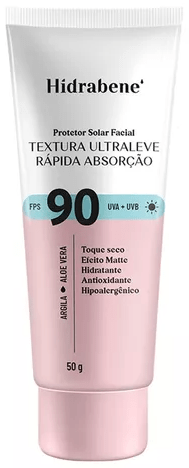 Hidrabene Protetor Solar Facial Textura Ultra Leve FPS90 50g