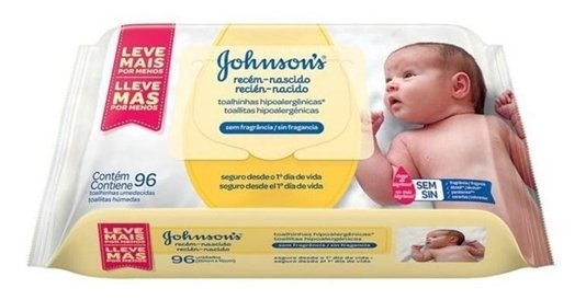 Johnsons Baby Lenços Umedecidos Recém Nascido 96UN
