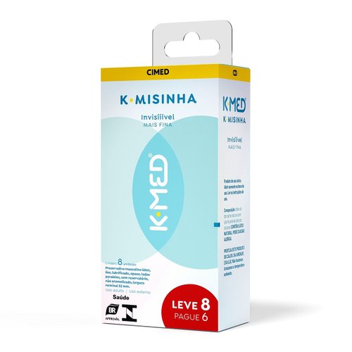 K-med Preservativo K-misinha Invisível Mais Fina com 8un
