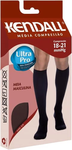 Kendall Meia Compressão Masculina 3/4 Preta Tamanho G