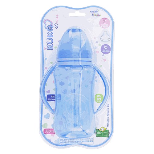 Kuka Mamadeira Aquarela com Alça Azul 1401 330ml