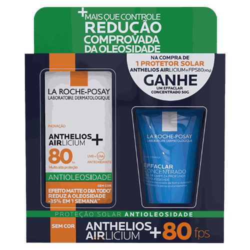 La Roche-Posay Kit Anthelios Airlicium FPS80 + Effaclar Concentrado 40g + 50g