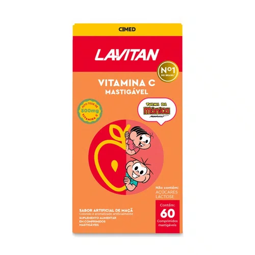 Lavitan Vitamina C Turma Da Mônica Sabor Maça com 60 Comprimidos Mastigáveis