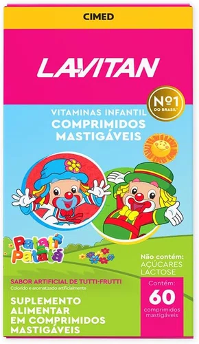 Lavitan Vitamina Infantil Patati Patatá Sabor Tutti-Frutti com 60 Comprimidos Mastigáveis