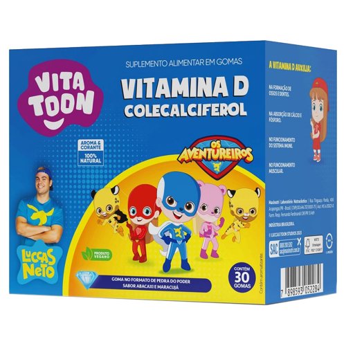 Maxinutri Vitatoon Vitamina D Sabor Maracujá e Abacaxi Com 30 Gomas