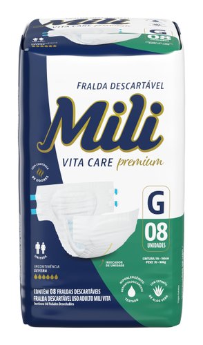 Mili Fralda Vita Care Premium Adulto G com 8un