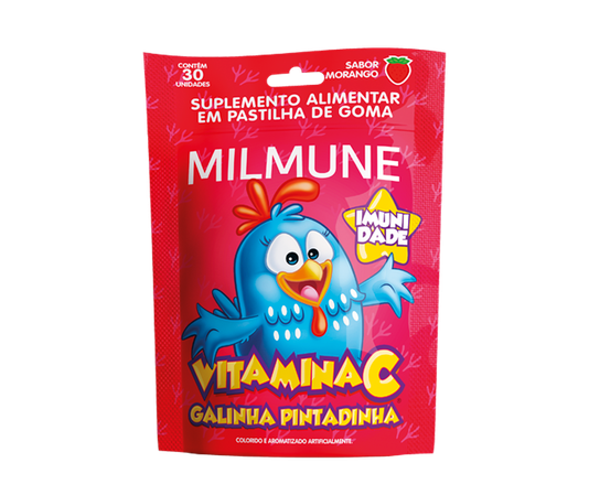 Milmune Kids Vitamina C Galinha Pintadinha Suplemento Alimentar Sabor Morango 30 Gomas