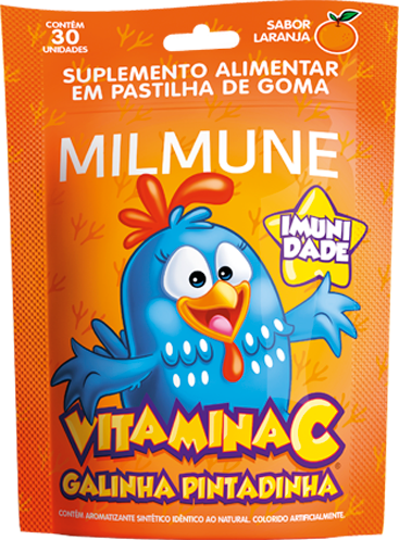 Milmune Kids Vitamina C Galinha Pintadinha Suplemento Alimentar Sabor Laranja 30 Gomas