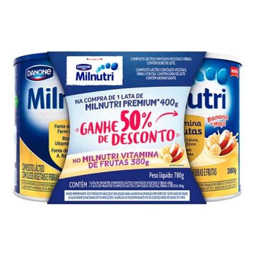 Milnutri Premium Danone Composto Lácteo 400g + Milnutri Vitamina de Frutas 380g
