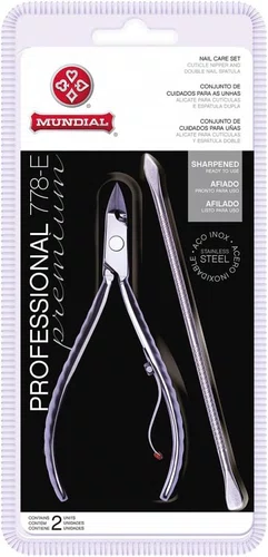 Mundial Alicate Cutícula Aço Inox Professional + Espatula 778