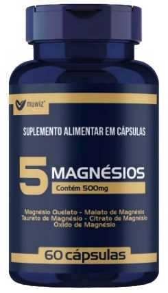 Muwiz 5 Magnesios Quelato Malato Taurato 500mg com 60 Cápsulas
