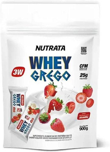 Nutrata Whey Grego 3W Morango com Chantilly Refil 900g