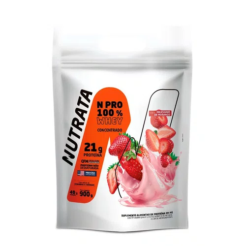 Nutrata Whey N Pro Morango 100% Refil 900g