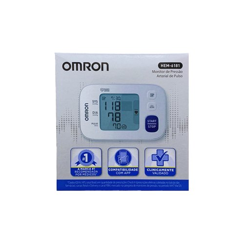 Omron Monitor de Pressão Arterial Digital de Pulso HEM-6181