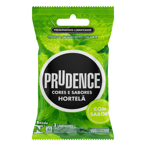 Prudence Preservativo Cores e Sabores Hortelã com 3un