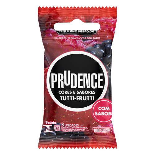Prudence Preservativo Cores e Sabores Tutti-Frutti com 3un