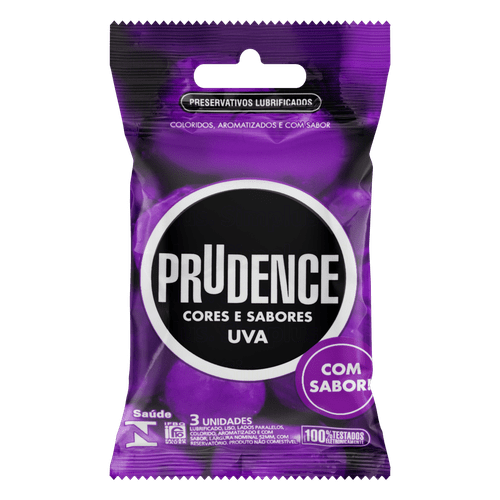 Prudence Preservativo Cores e Sabores Uva com 3un