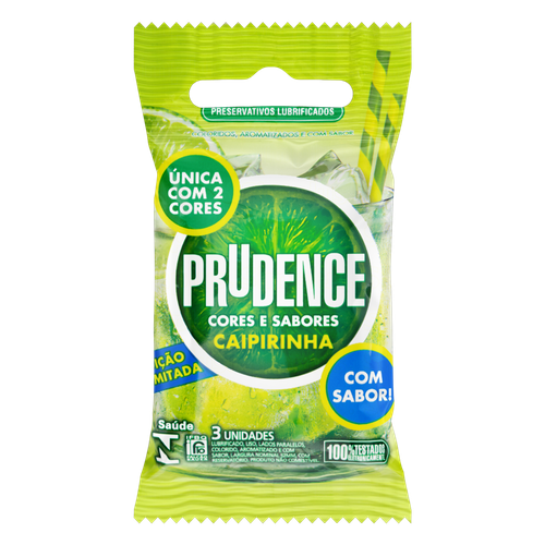 Prudence Preservativo Cores e Sabores Caipirinha com 3un