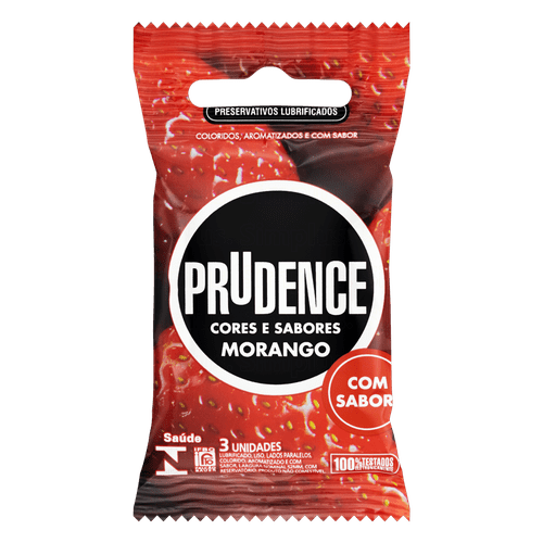Prudence Preservativo Cores e Sabores Morango com 3un