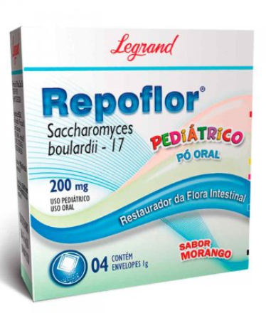 Repoflor Probiótico Pediátrico 200mg Pó Oral Sabor Morango 4 Envelopes De 1g