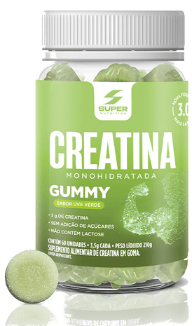 Super Nutrition Gummy Creatina Sabor Uva Verde com 60 Gomas