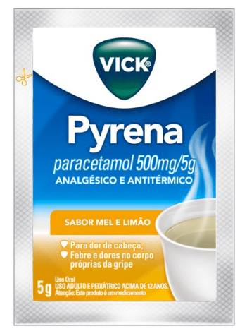Vick Pyrena Paracetamol 500mg/5g Sabor Mel e Limão Pó para Solução Oral 5g