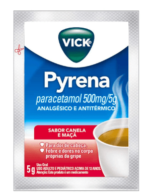 Vick Pyrena Paracetamol 500mg/5g Sabor Maçã e Canela Pó para Solução Oral 5g