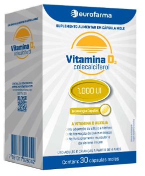 Vitamina D 1.000UI Eurofarma 30 cápsulas