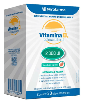 Vitamina D 2.000UI Eurofarma 30 cápsulas